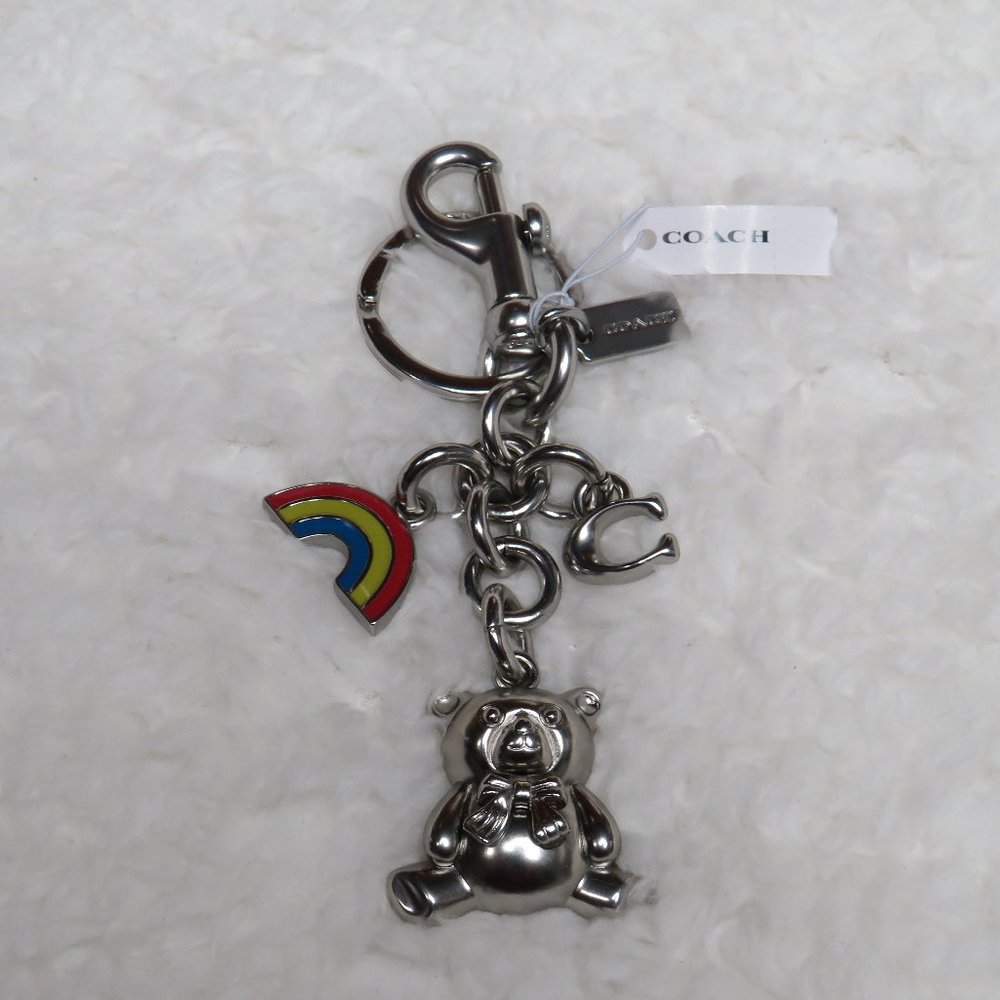 Coach Rainbow Bear Cluster Bag Charm (Silver)